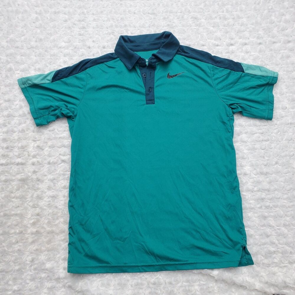 Nike Golf Polo Dri-FIT Mens S Teal Colorblock Short Sleeve Recycled